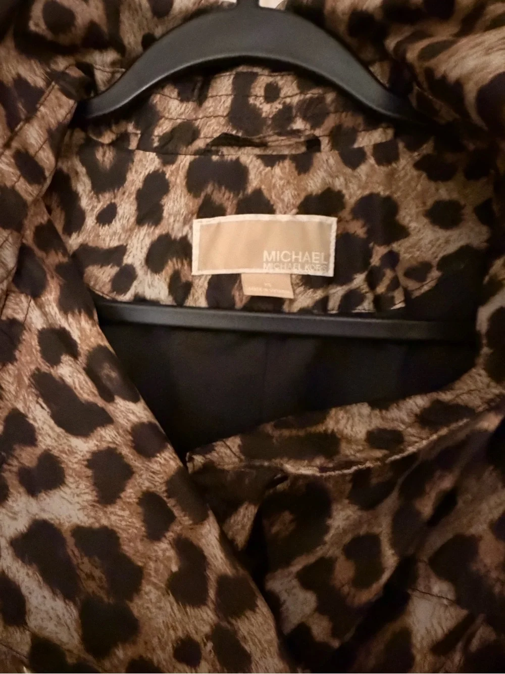 Michael Kors Leopard Print Hooded Belted Trench Coat XS